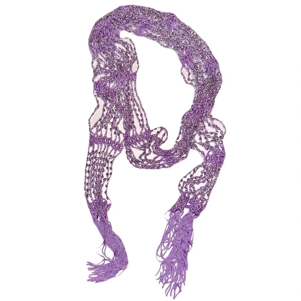 Women's Scarf Seed Bead Long Thin Lightweight Belt Wrap